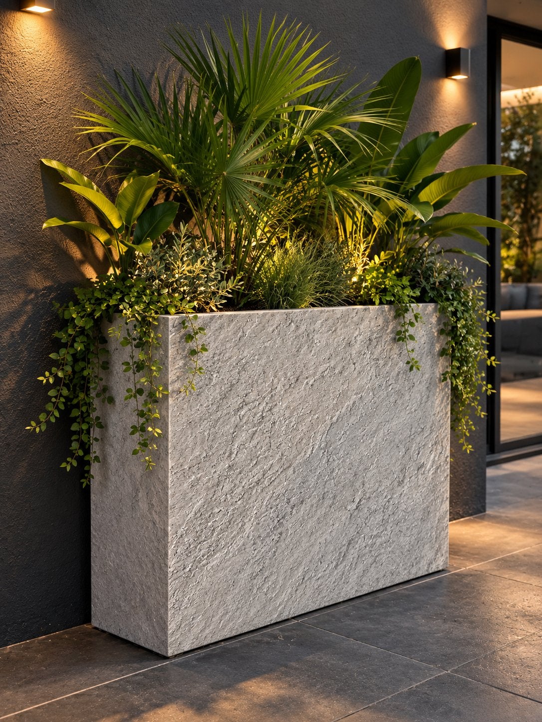 Grote Clayfiber Terrasafzetter - creme - H92xL80xB30cm, Ophalen, Steen, Nieuw, Balkon