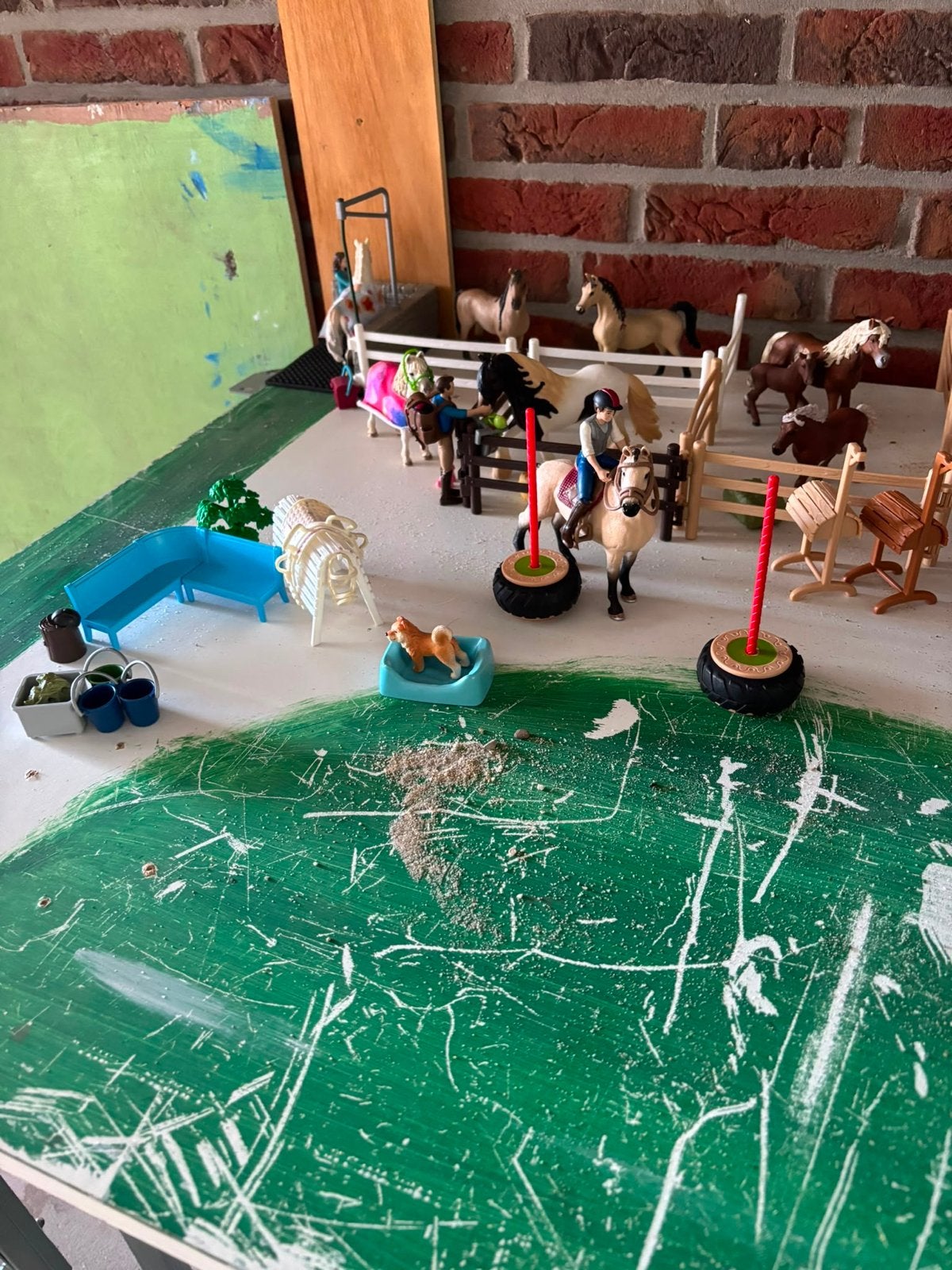 Grote Schleich paarden set met veel accessoires, Ophalen of Verzenden, Gebruikt, Jongen of Meisje