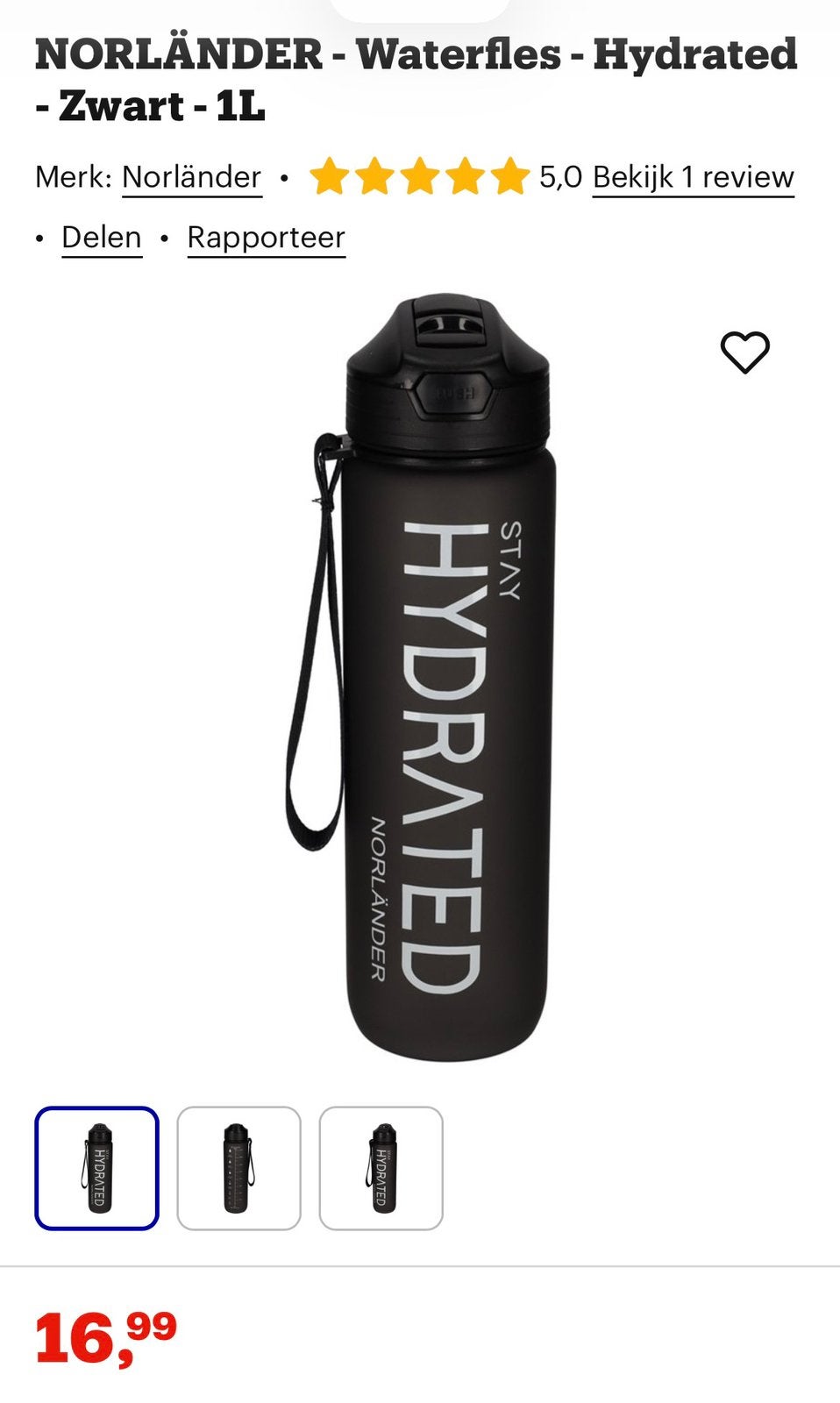 GROTE BIDON / WATERFLES 1 LITER *nieuw*, Ophalen of Verzenden, Nieuw