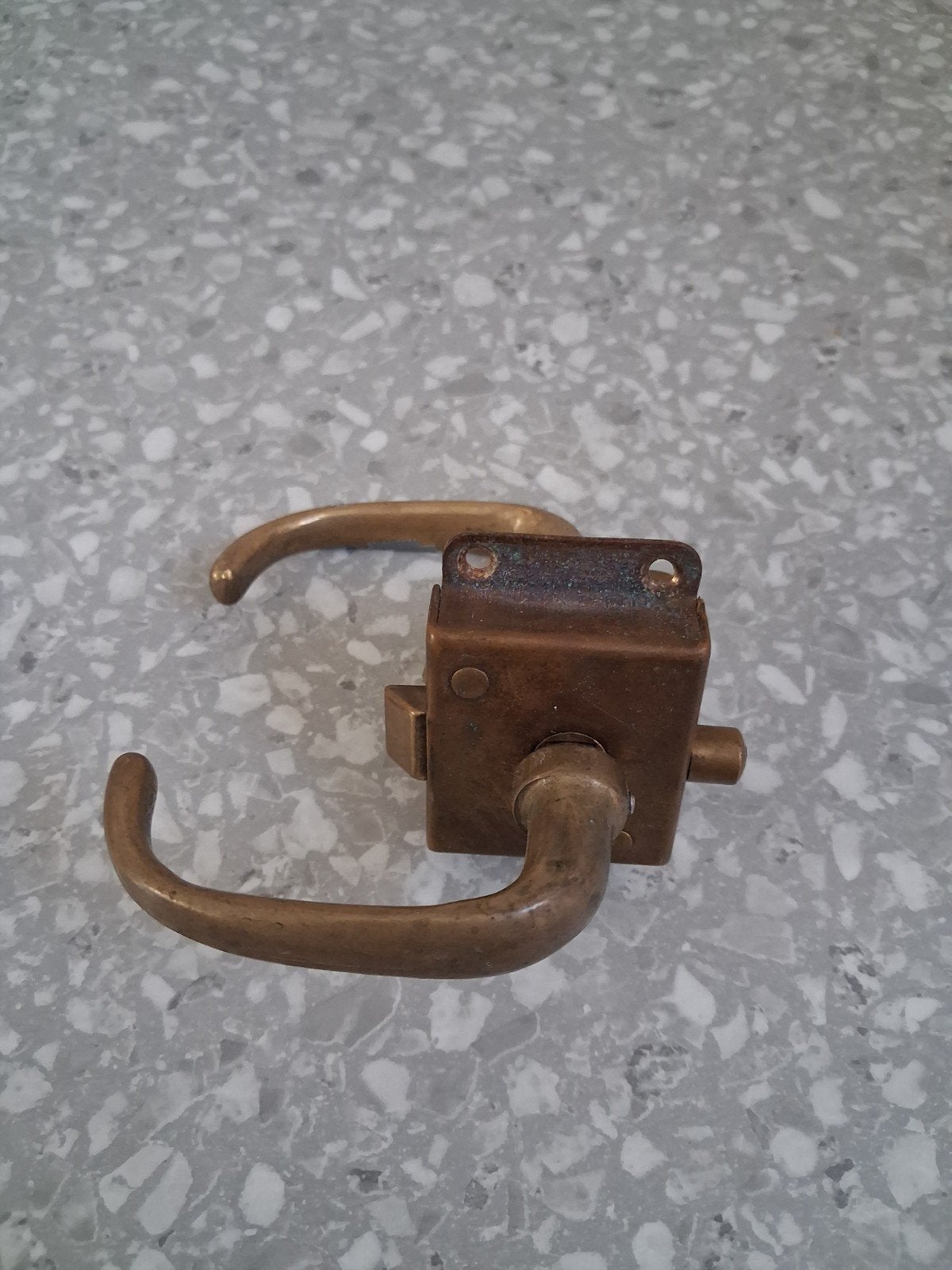 Vintage Deurklinken met Slot - Koper/Messing, Ophalen of Verzenden, Gebruikt, Koper of Messing, Klink of Kruk