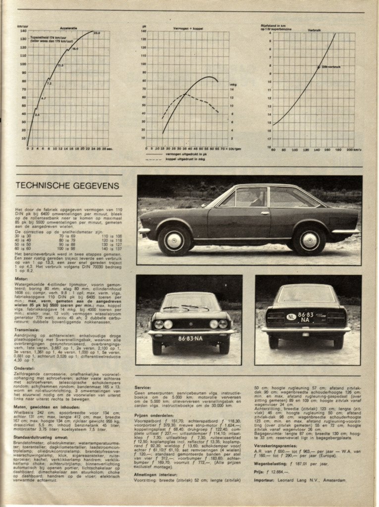 Autovisie test Fiat 124 Coupe 1600 1970, Ophalen of Verzenden, Gelezen, Overige merken