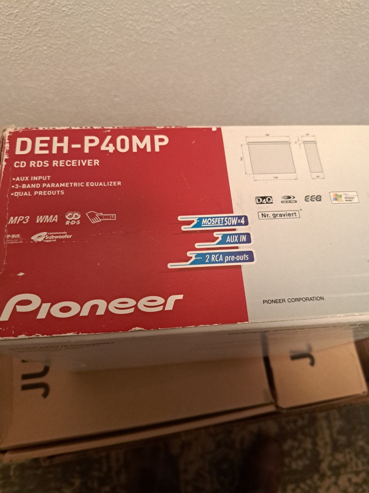 Pioneer DEH-P40MP CD RDS Receiver -  originele doos, Auto diversen, Ophalen of Verzenden, Gebruikt