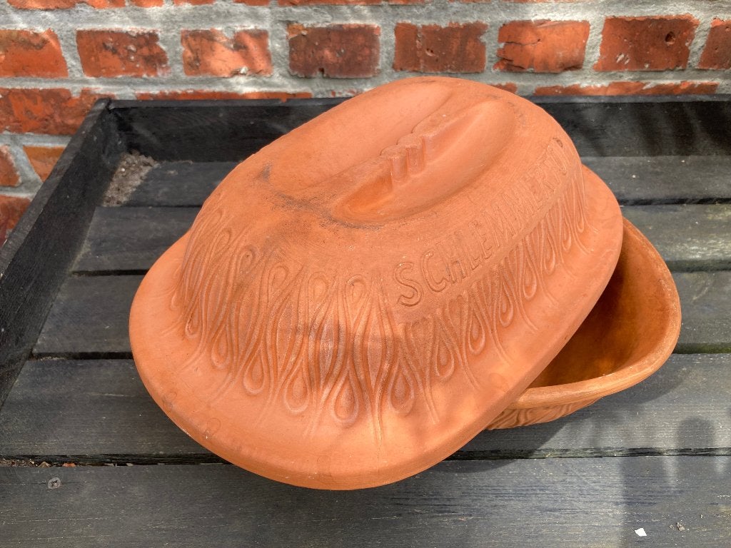 Schlemmertopf traditionele, aardewerken braadpan, Huis en Inrichting, Keuken | Potten en Pannen, Ophalen of Verzenden, Gebruikt