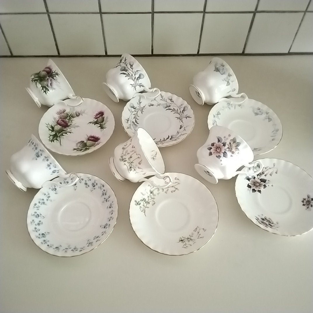 6 Engelse kop en schotels  Royal Albert, Ophalen of Verzenden, Zo goed als nieuw, Overige stijlen, Kop(pen) en/of Schotel(s)