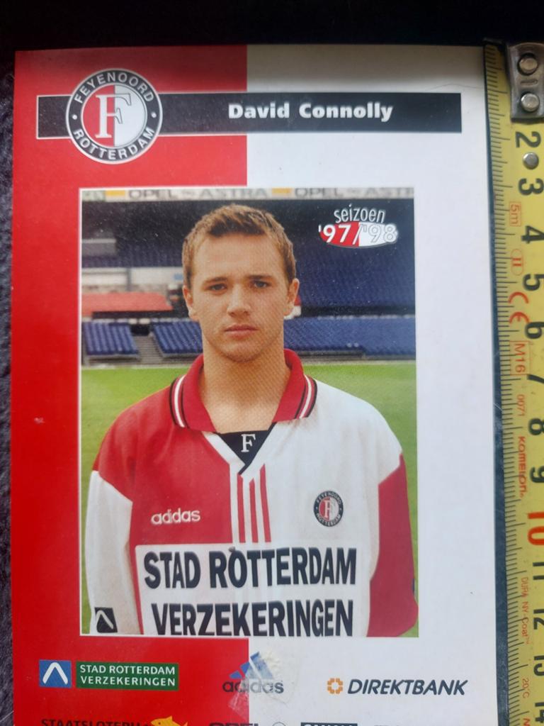 Feyenoord Spelerskaart David Connolly '97/'98, Ophalen of Verzenden