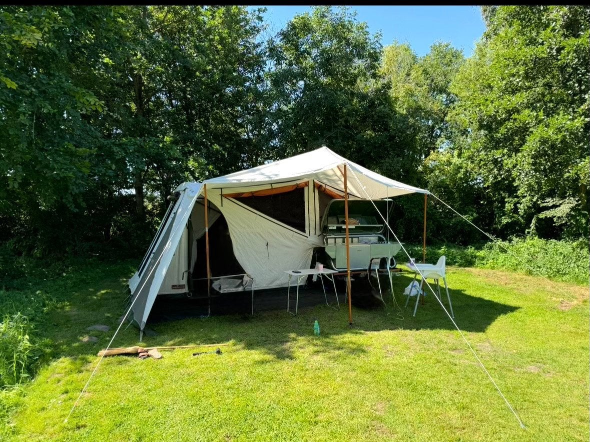 Holtkamper Cocoon XL 2007 Membrane-airco + voorwand upgrade, Caravans en Kamperen, Vouwwagens, Ophalen, Beige, Aanwezig, Holtkamper