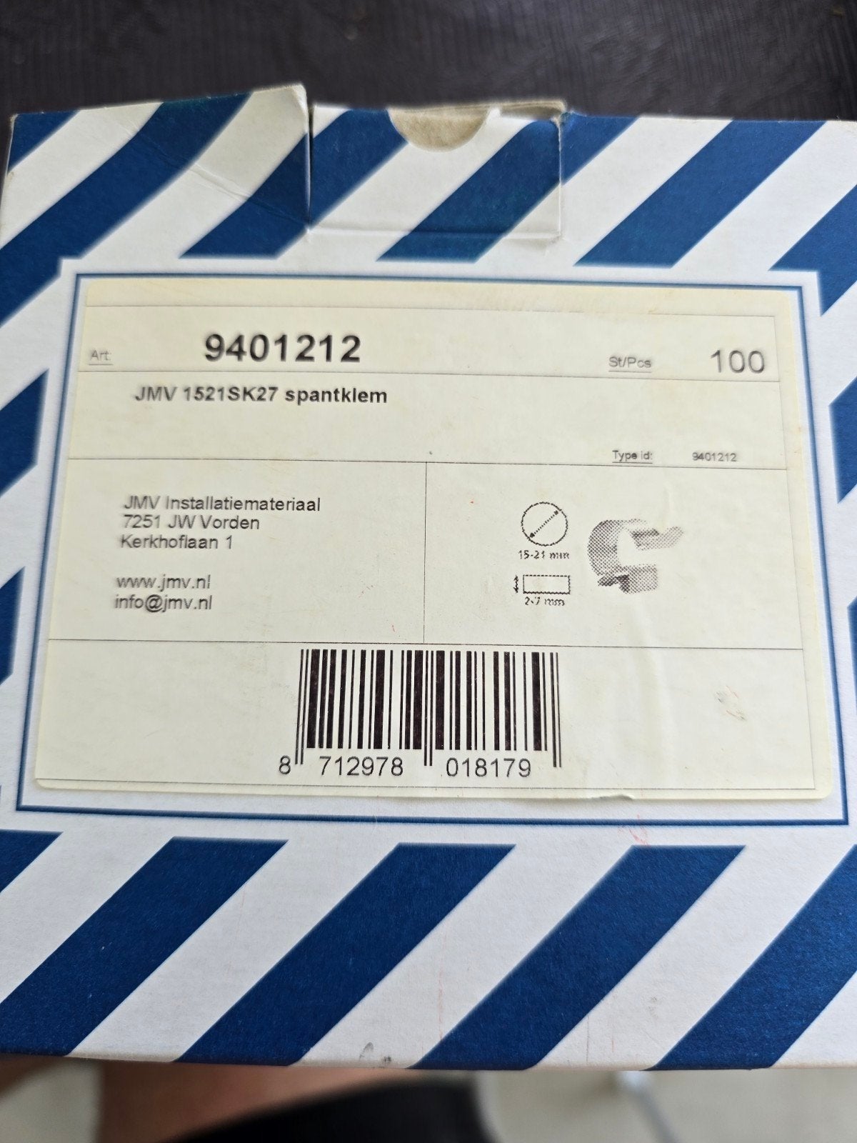 73 stuks spantklemmen jmv 15-21 mm, Ophalen of Verzenden, Nieuw, Overige typen
