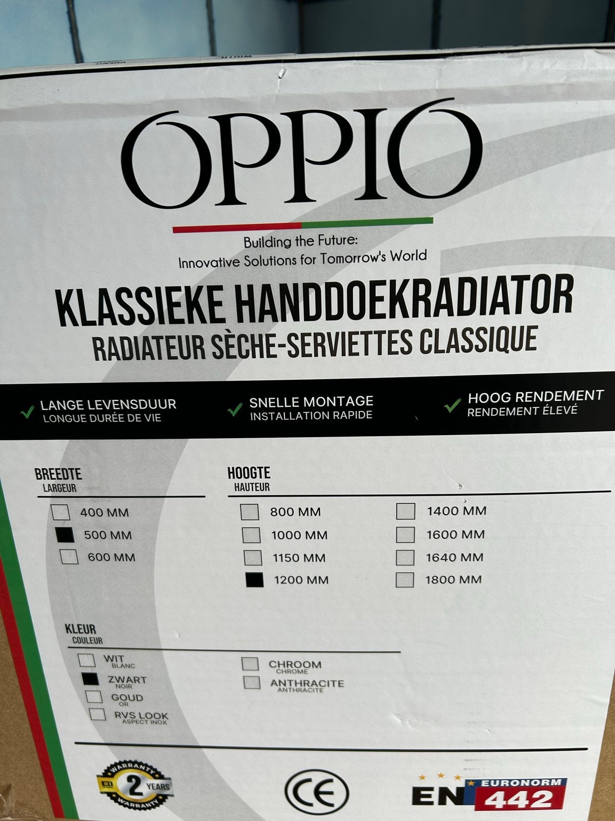 Oppio Klassieke Handdoekradiator - Zwart - 1200x500mm, Ophalen, 500 tot 800 watt, Hoog rendement (Hr), Radiator