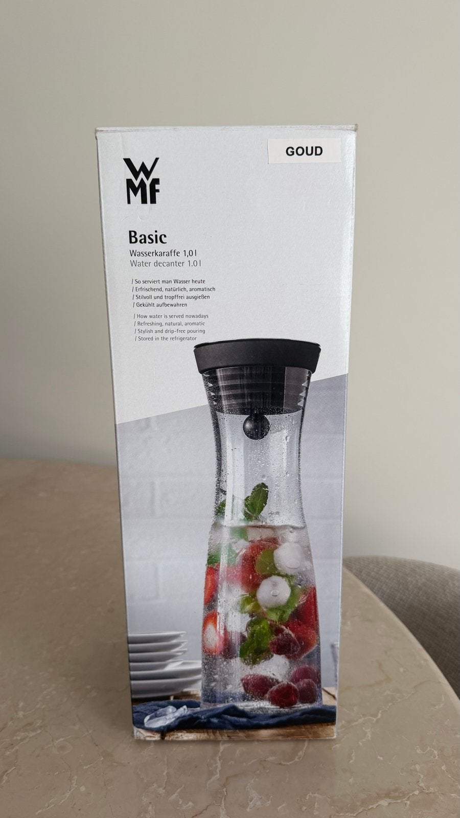 WMF Basic Waterkaraf 1.0L Goud - Nieuw in doos, Goud, Nieuw, Ophalen of Verzenden, Overige merken