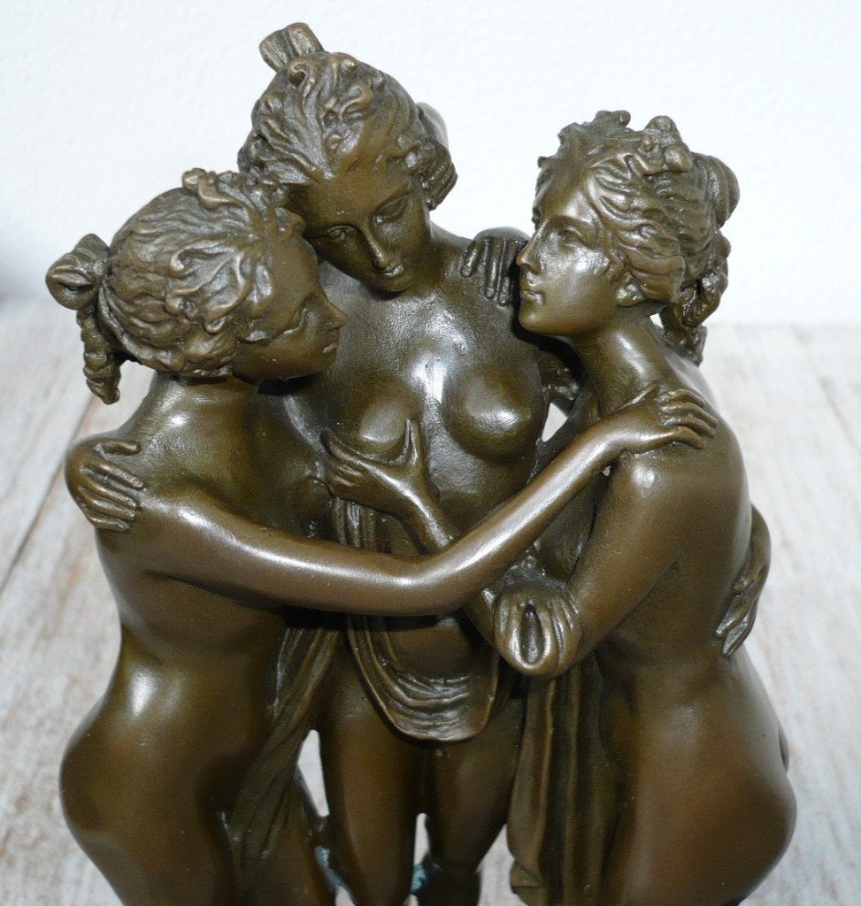 beeldengroep van drie naakte vrouwen ‘les trois grâces’, Ophalen of Verzenden, Brons, 20 - 50 cm, Beeld