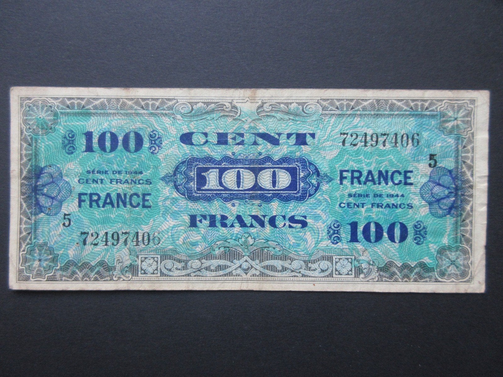 100 Francs 1944 Frankrijk AMC p123b WW2, Verzenden, Overige soorten, Overige gebieden, Overige typen