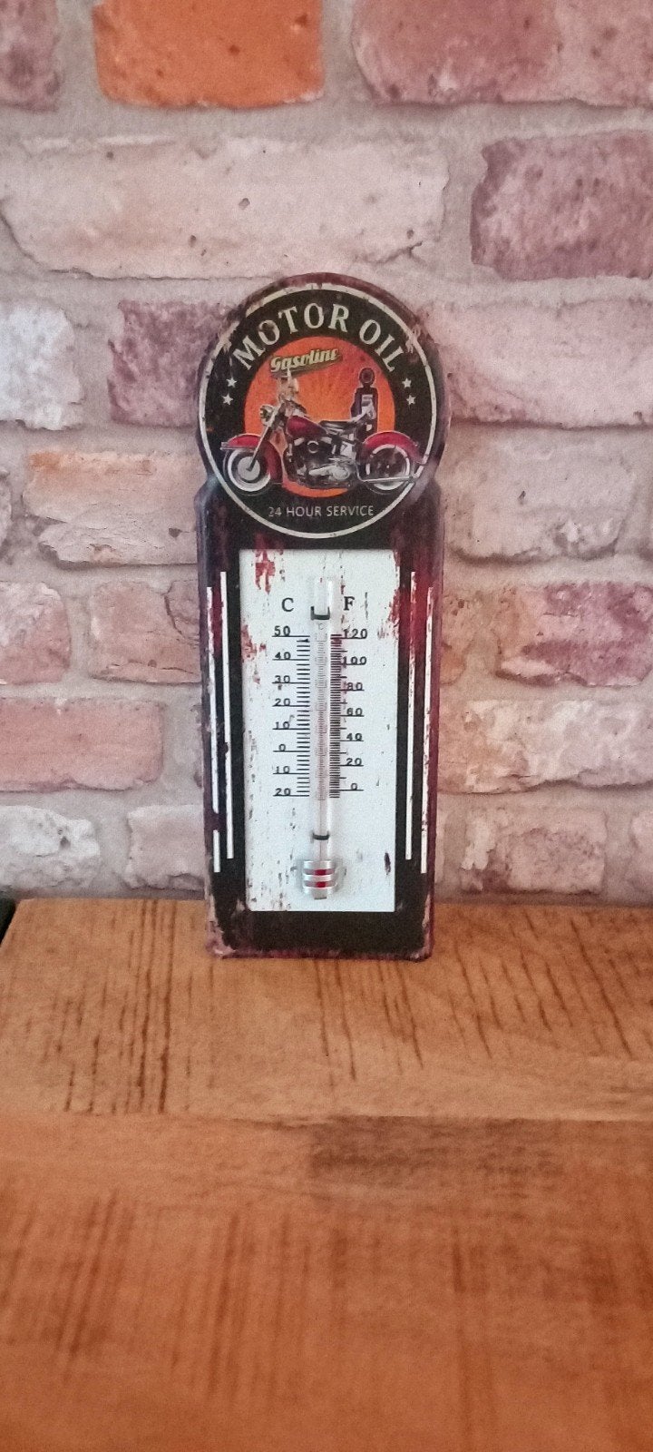 Metalen Motor Wand Thermometer:Motoroil, Huis en Inrichting, Buitenthermometer, 1446dt, Nieuw, Metaal