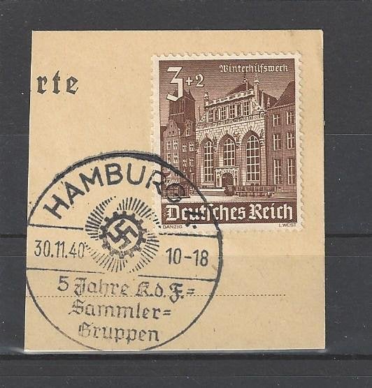 Historie Duitse Rijk, postzegel met stempel Hakenkruis, Verzenden, Overige soorten, Duitsland, Overige typen