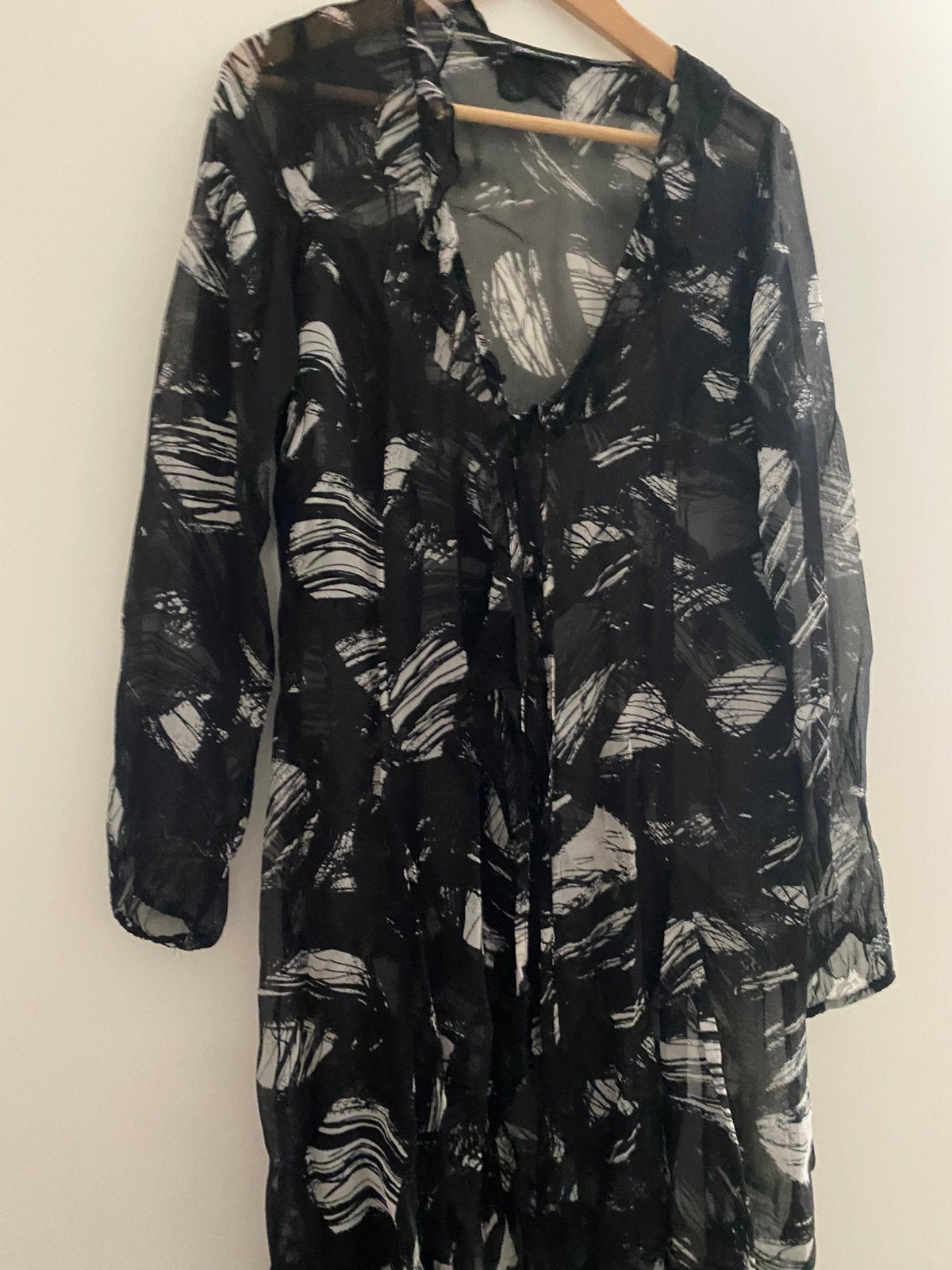 DIDI Zwart-wit transparante blouse maat M, Kleding | Dames, Ophalen of Verzenden, Zo goed als nieuw, Maat 38/40 (M), Zwart