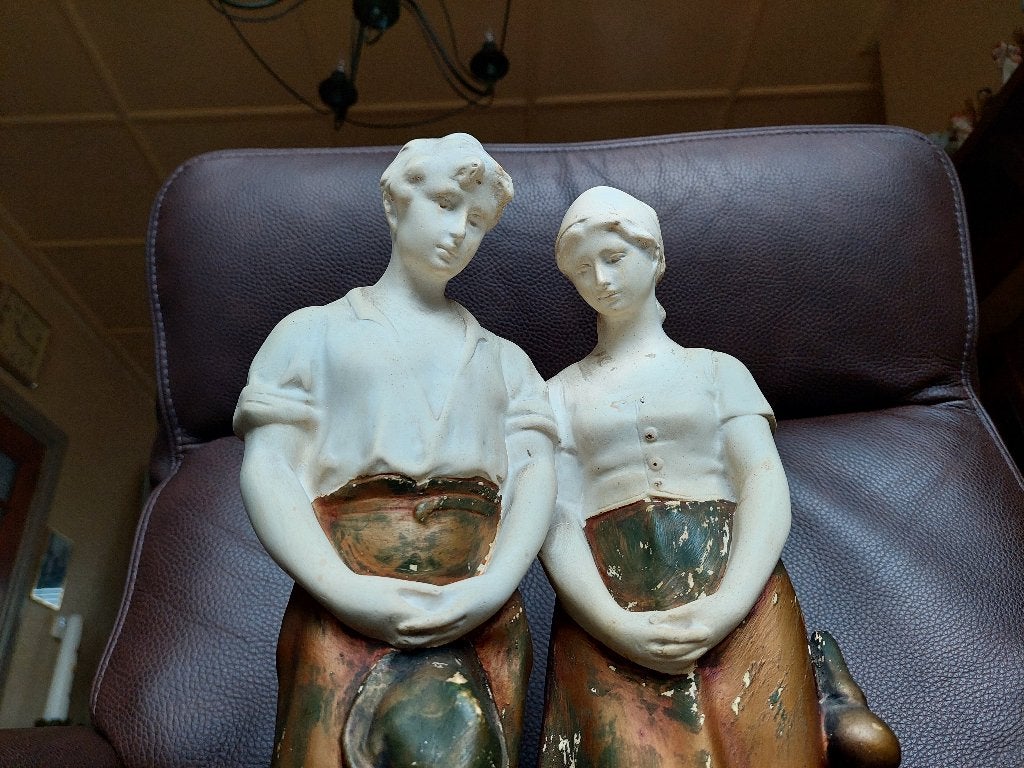 AVE MARIA / Man & vrouw bidden / Gips, Gips, Ophalen of Verzenden, 20 - 50 cm, Scène