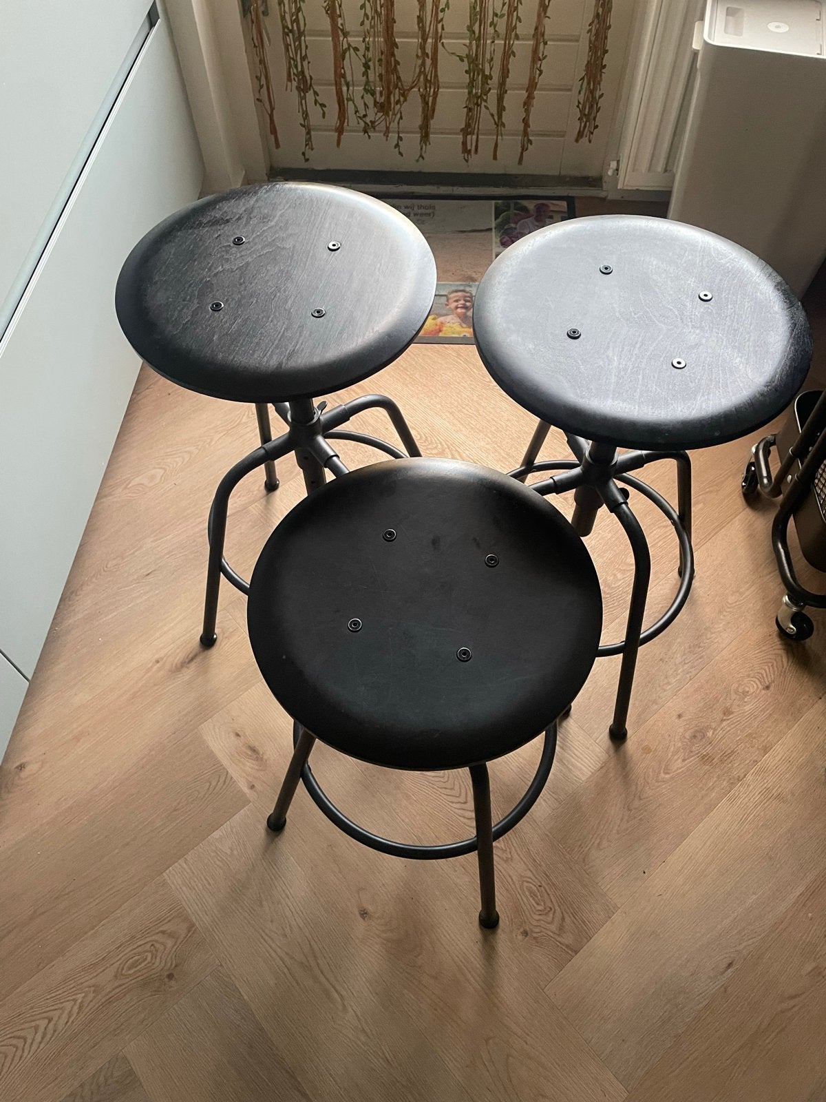 3x IKEA KULLABERG krukken zwart - In hoogte verstelbaar, Ophalen, In hoogte verstelbaar, Zo goed als nieuw, Staal