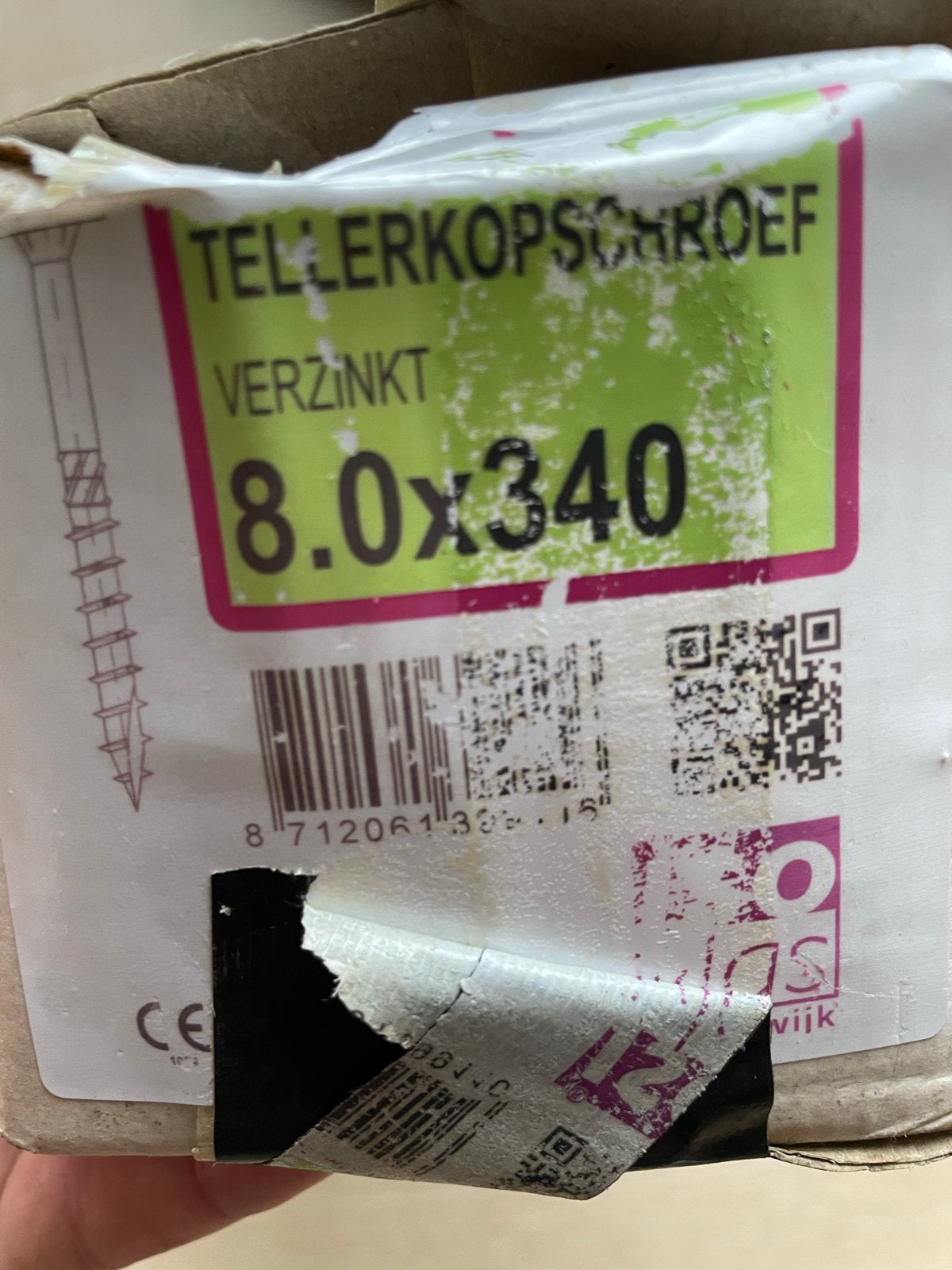 Tellerkopschroeven Verzinkt 8.0x340 torx - 32 stuks, Ophalen of Verzenden, Nieuw, 250 mm of meer, Schroeven