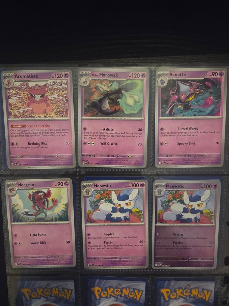 Pokémon kaarten: Aromatisse, Alolan Marowak, Banette, Morgr, Ophalen of Verzenden