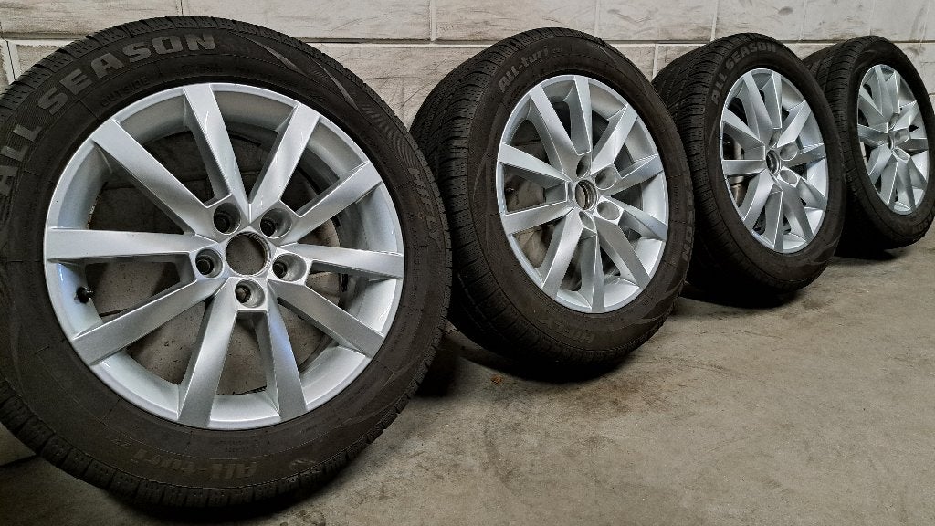 Lichtmetalen velgen Kamiq Scala A3 Taigo T-Cross 205/55/16, Gebruikt, 16 inch, Banden en Velgen, Personenwagen
