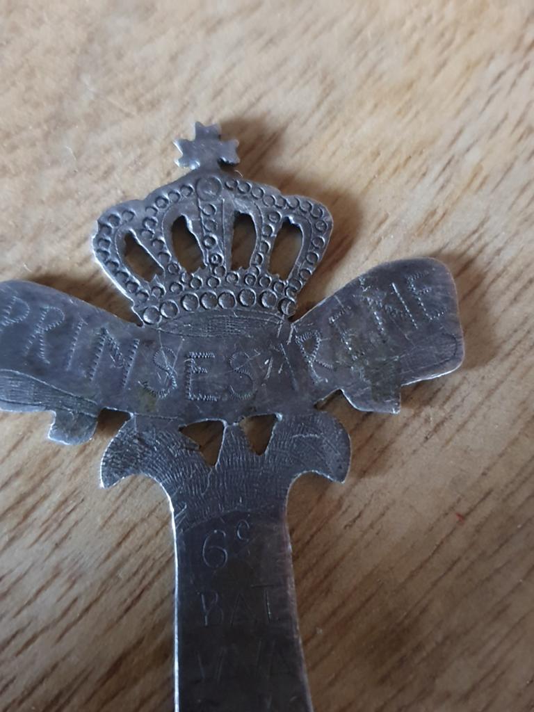 Antieke zilveren briefopener met kroon prinses irene, Ophalen of Verzenden