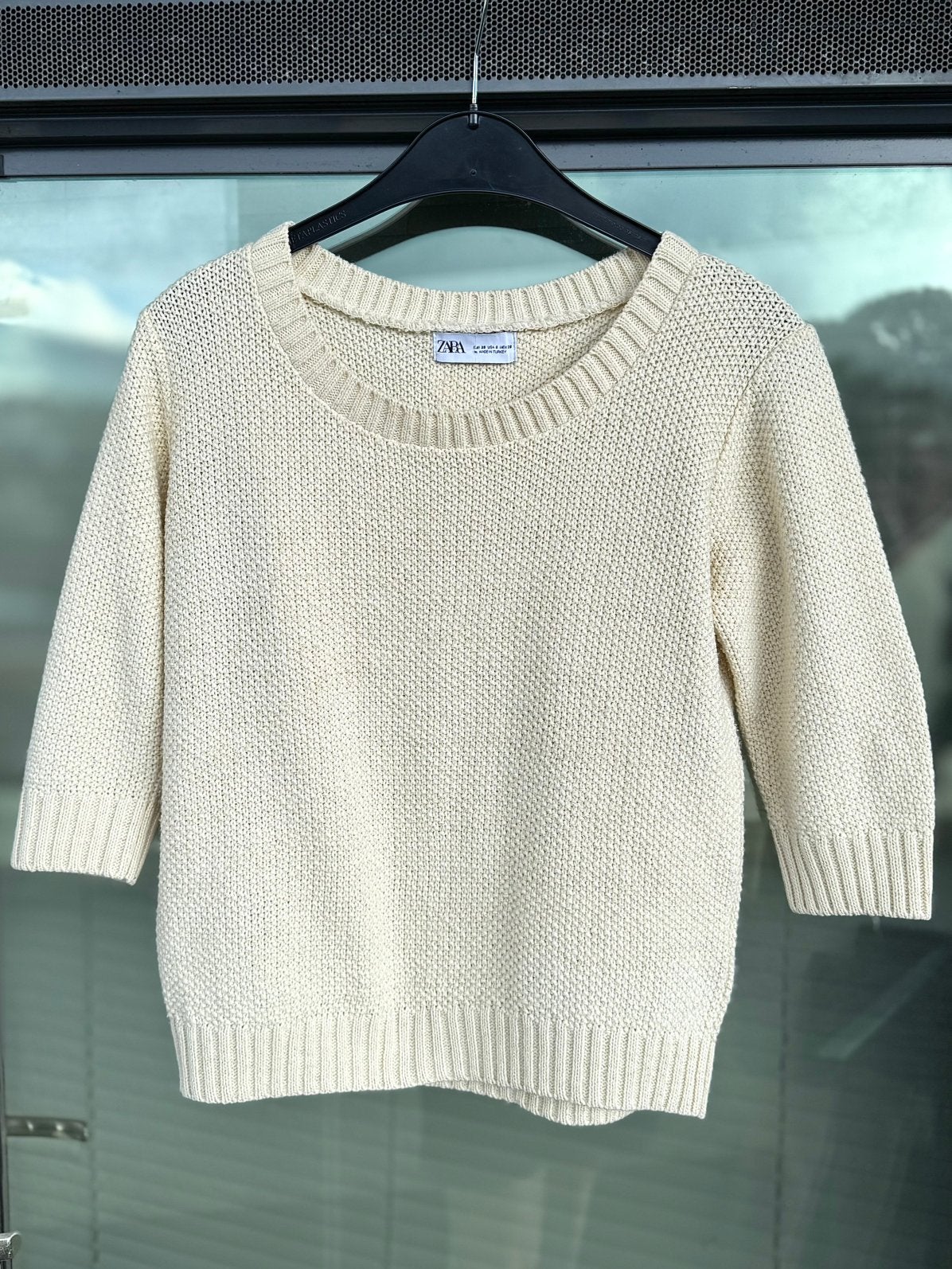 Zara knit trui Ecru met kant op de rug & gouddraad Maat 38, Ophalen of Verzenden, Gedragen, Maat 38/40 (M), Overige kleuren