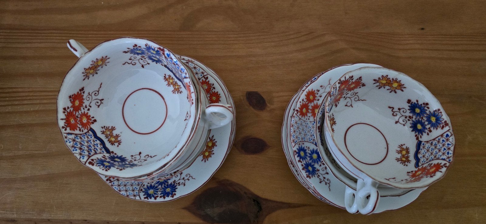 Vintage York Silvercrown theekopjes met schotels (2 sets), Ophalen of Verzenden