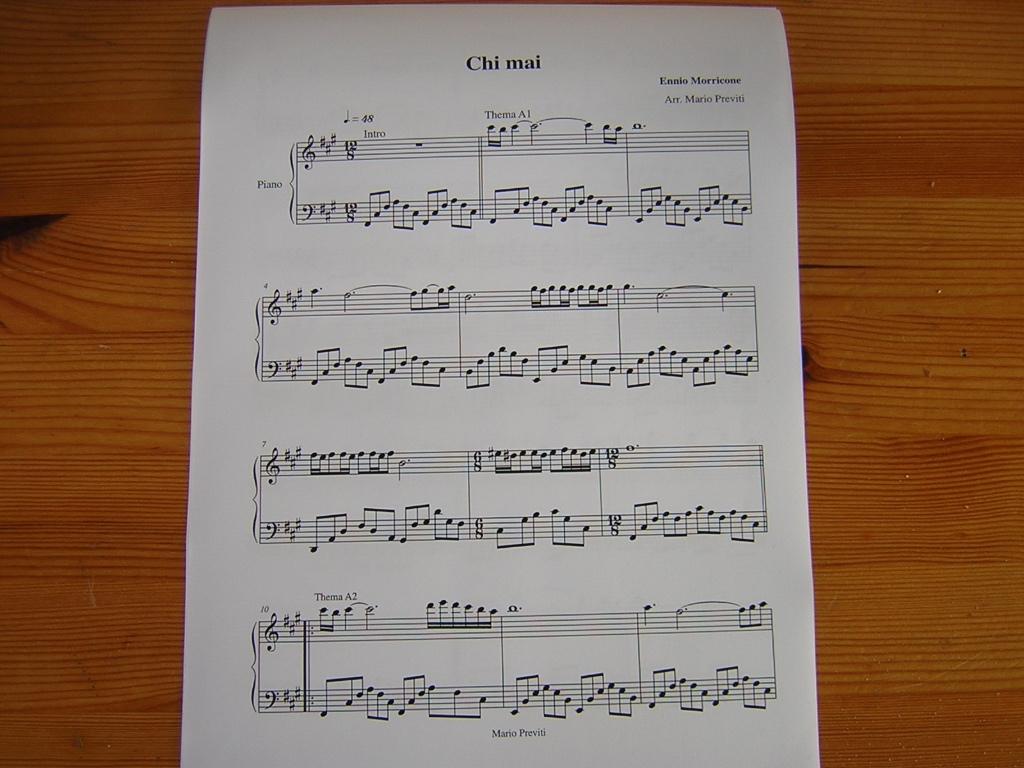 Chi mai - ennio morricone - arr. M.previti, Muziek en Instrumenten, Bladmuziek, Nieuw, Ophalen of Verzenden, Artiest of Componist