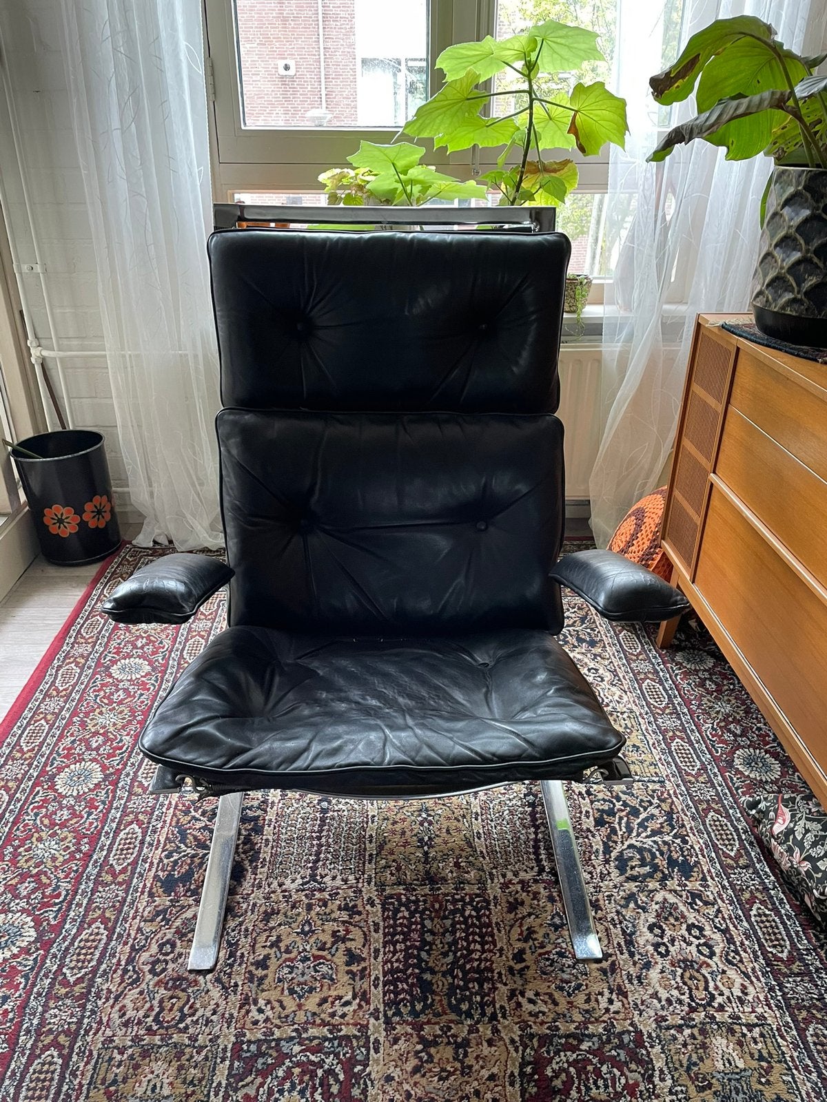 Vintage ‘High Joker’ Fauteuil -Olivier Mourgue, Huis en Inrichting, Ophalen, Gebruikt, 75 tot 100 cm, Leer