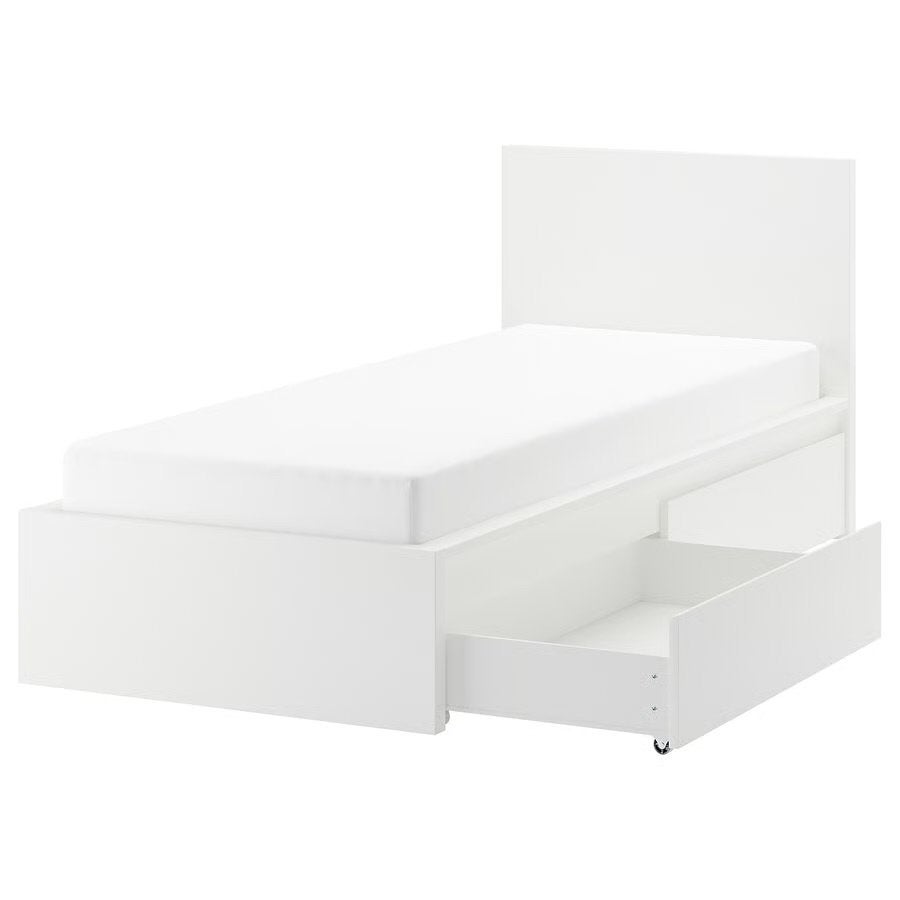 IKEA Malm bed met 2 bedlades, wit, 90x200 cm als nieuw, Gebruikt, 90 cm, Eenpersoons, Wit