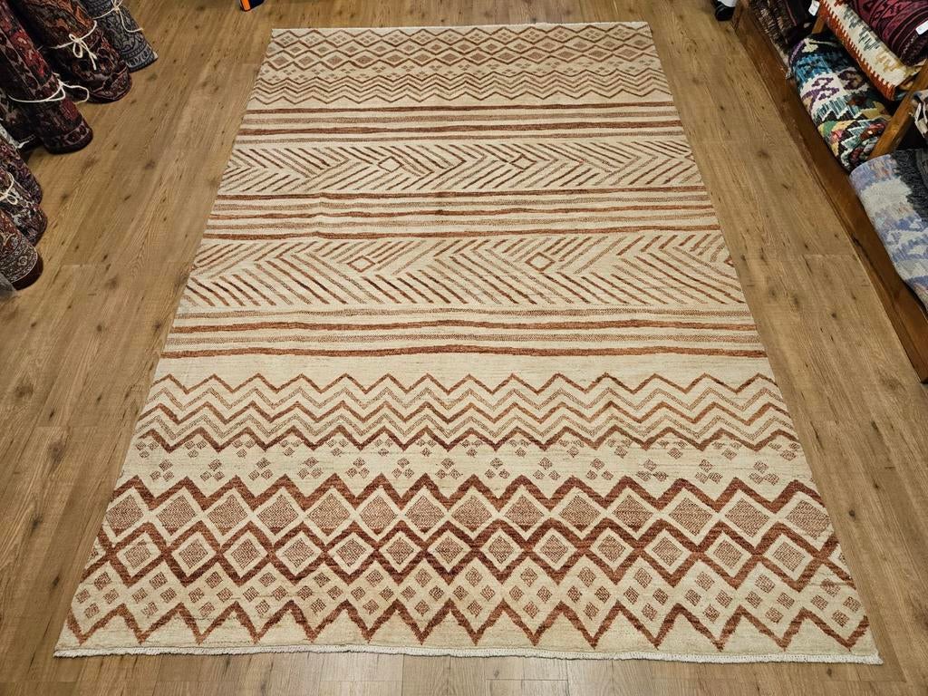 Handgeknoopt oosters tapijt modern design 300x196, Info@SlatsAntiek.nl, Bruin, Perzisch, 150 tot 200 cm