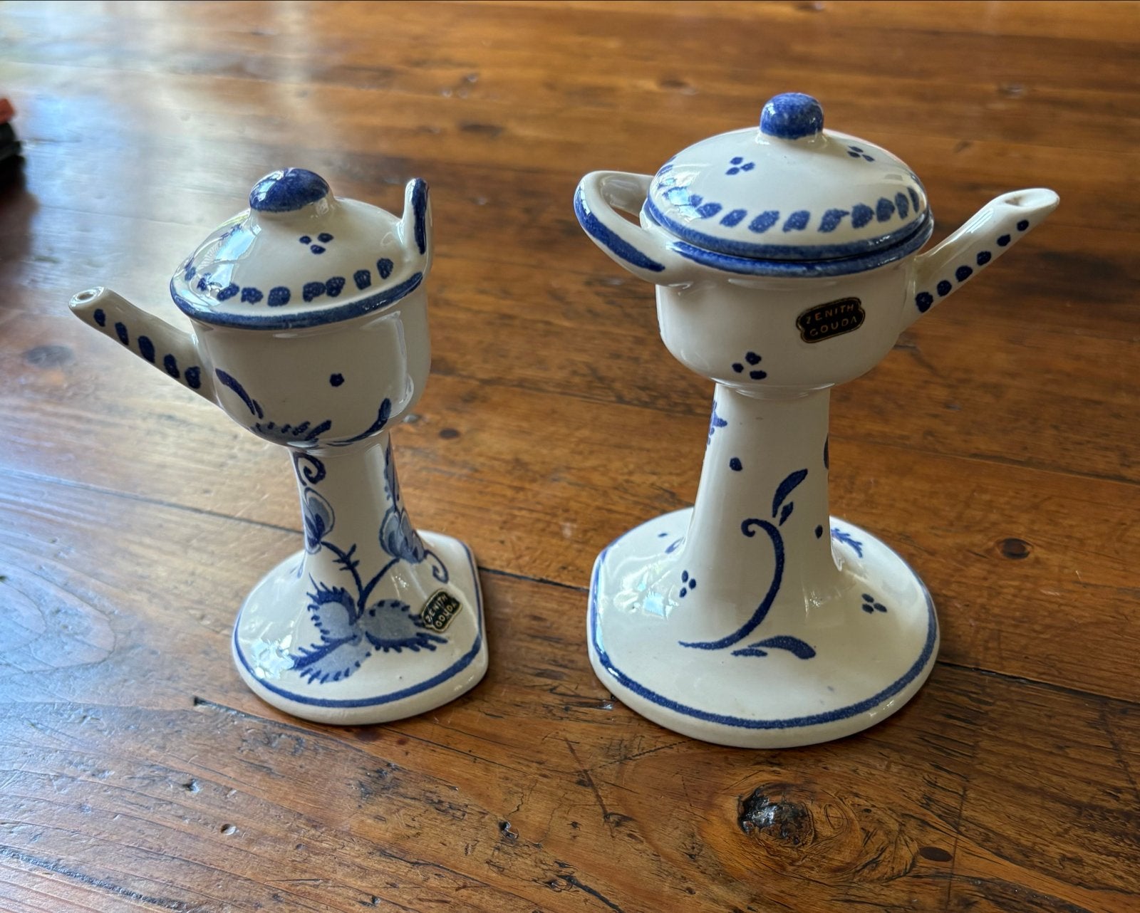 Set van 2 Zenith Gouda Delfts Blauw olielampjes, Antiek en Kunst, Ophalen of Verzenden