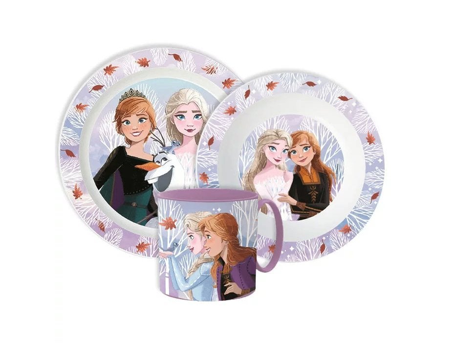 3 delig Disney Frozen Kinderservies / Eetsetje - Magnetron, Nieuw, Ophalen of Verzenden, Nvt, Nvt