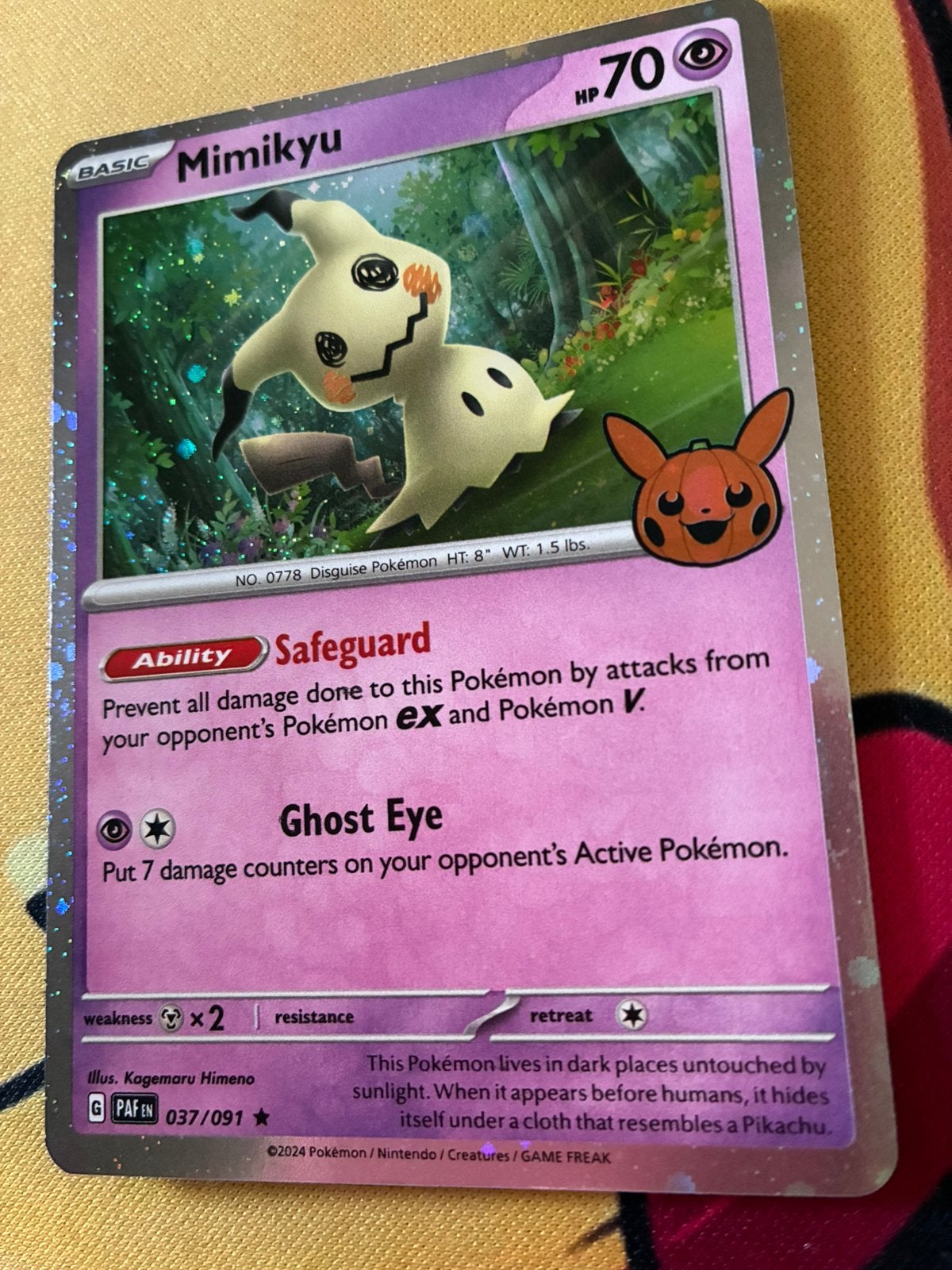 Mimikyu 037/091 – Paldean Fates – Cosmos Holo, Ophalen of Verzenden, Zo goed als nieuw