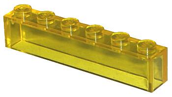Lego Trans-Yellow Brick 1 x 6 without Bottom Tubes, Ophalen of Verzenden, Gebruikt, Losse stenen, Lego