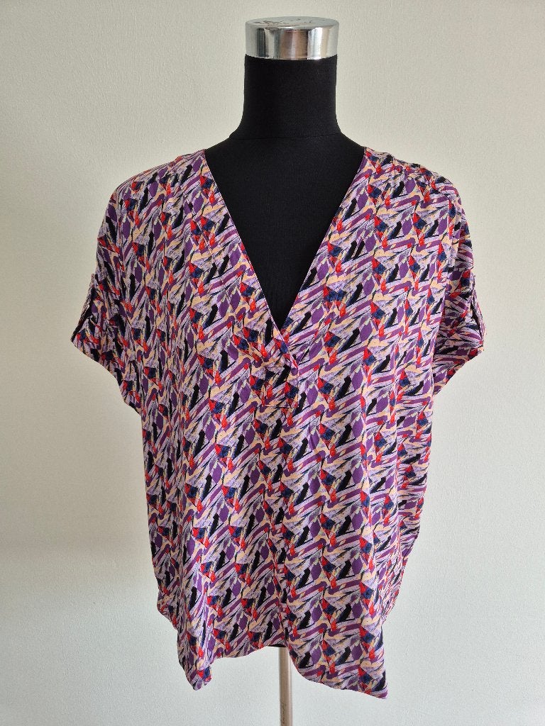 Top152 - Fleurig paars Esprit shirt maat XL (1), Paars, Maat 46/48 (XL) of groter, Ophalen of Verzenden, Zo goed als nieuw