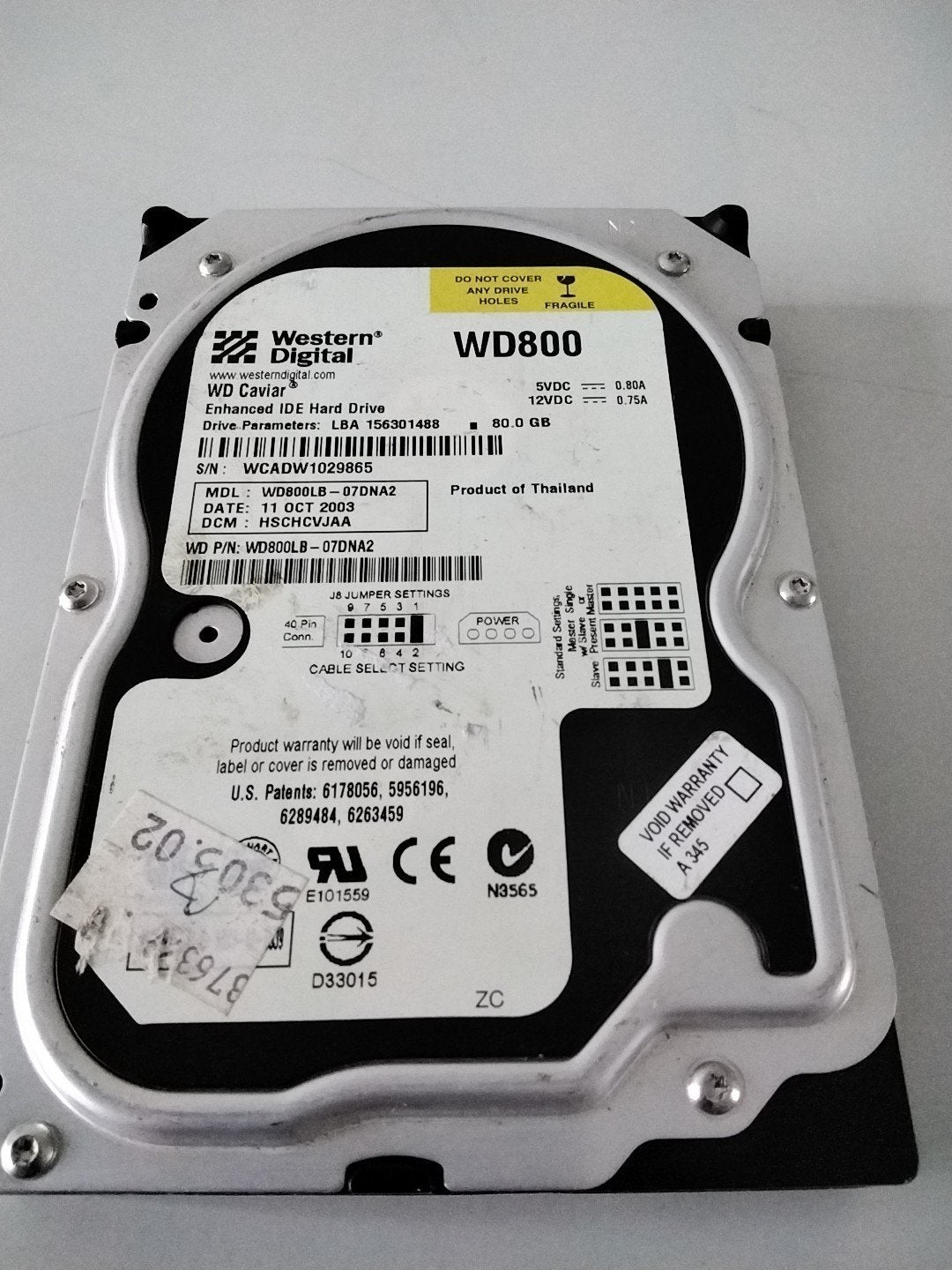 IDE harde schijf Western Digital 80gb uit 2003, Ophalen of Verzenden, Western Digital