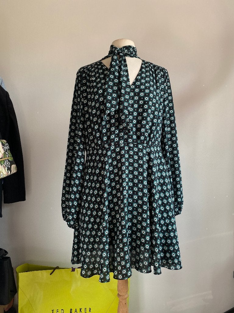 Ted Baker "Dolley" Retro Print Jurk | Maat 4 (XL / 42), Maat 42/44 (L), Ophalen of Verzenden, Zo goed als nieuw, Knielengte