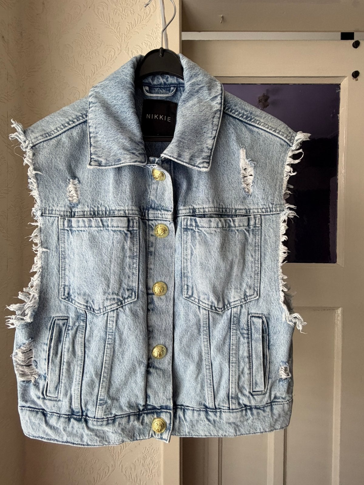Denim gilet Nikkie maat 36, Ophalen of Verzenden, Zo goed als nieuw, Maat 36 (S), Blauw