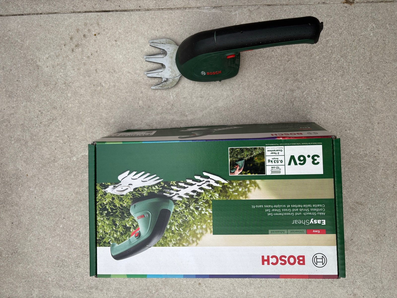 Bosch EasyShear 3.6V Accu Gras- en Struikschaar, Ophalen, Gebruikt, Accu