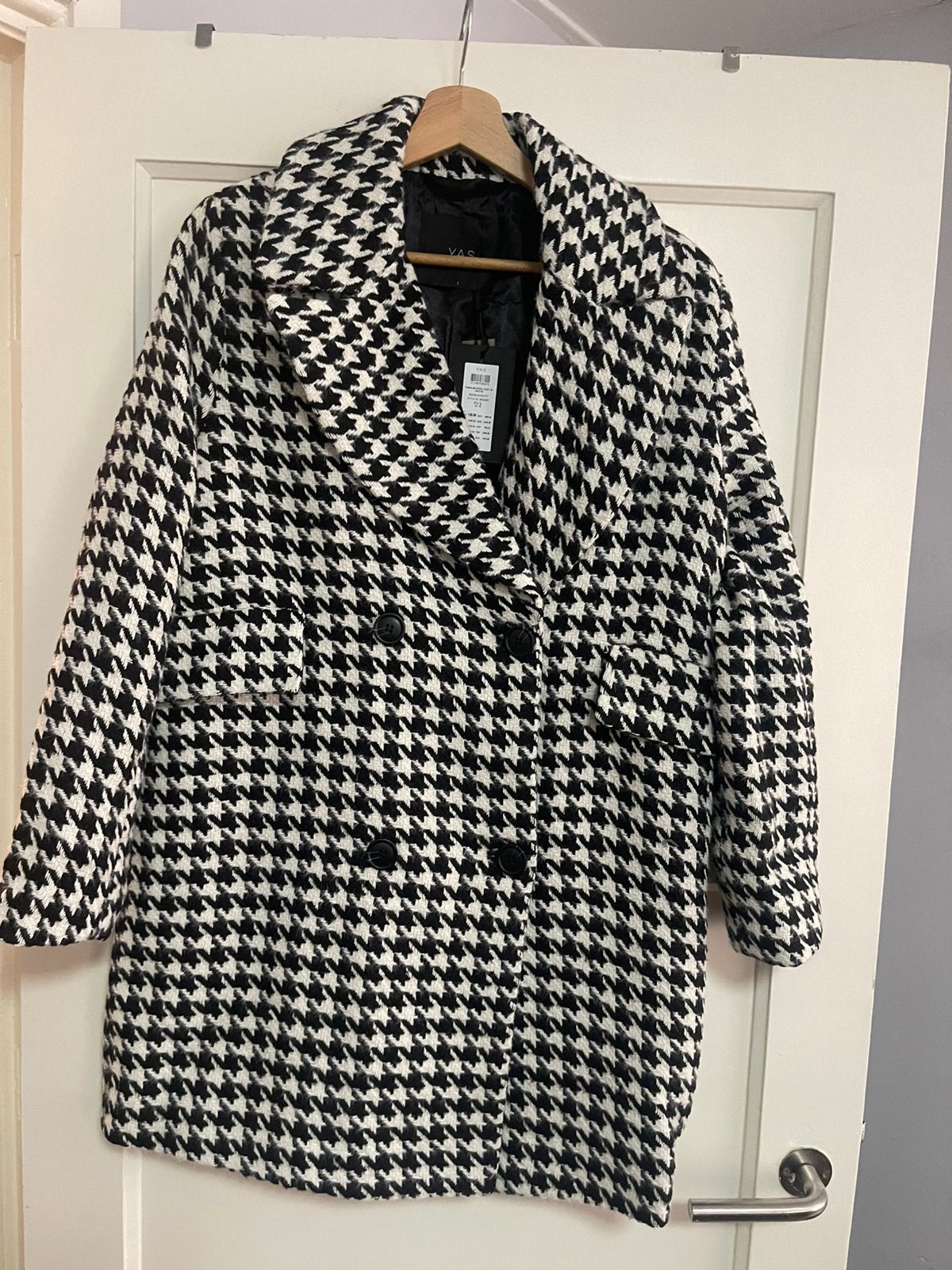 Nieuwe Y.A.S. Yashilma wollen jas in zwart/wit  maat L, Kleding | Dames, Ophalen of Verzenden, Nieuw, Zwart