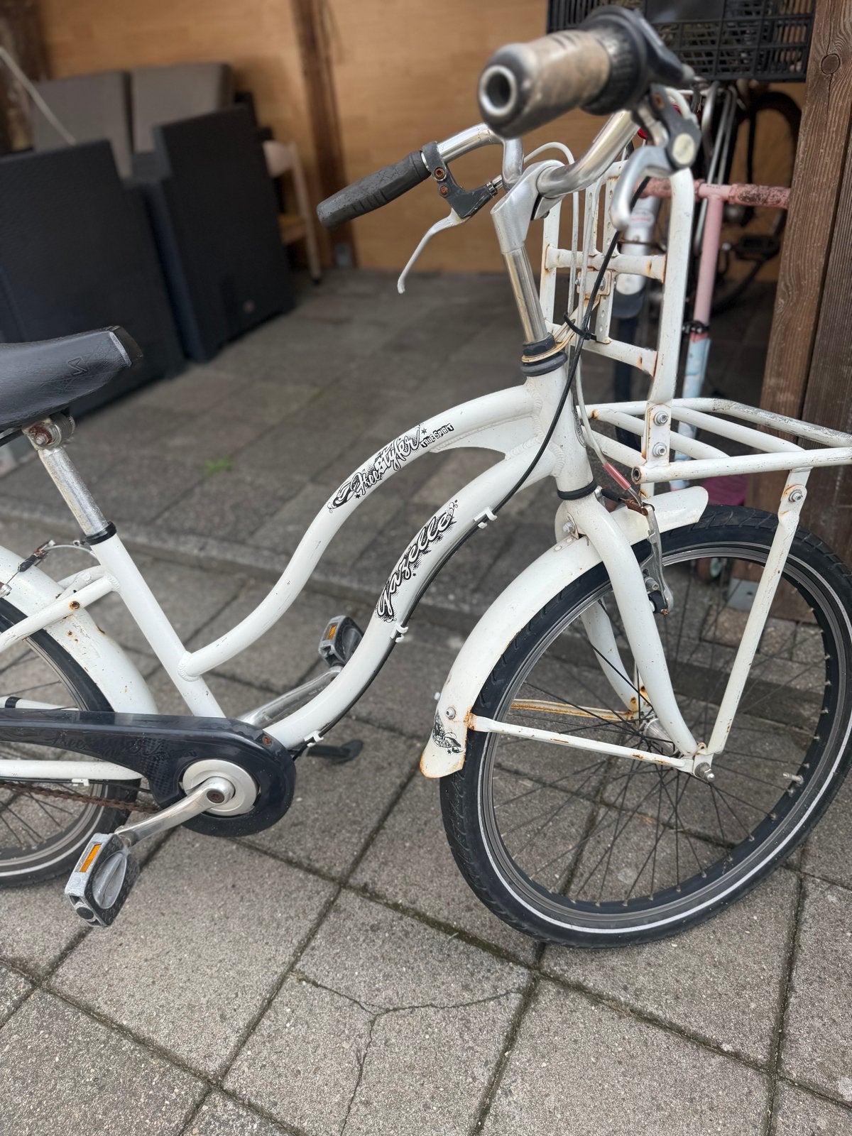 Gazelle damesfiets met voordrager - Wit, Ophalen, Terugtraprem, Gebruikt, 50 tot 53 cm