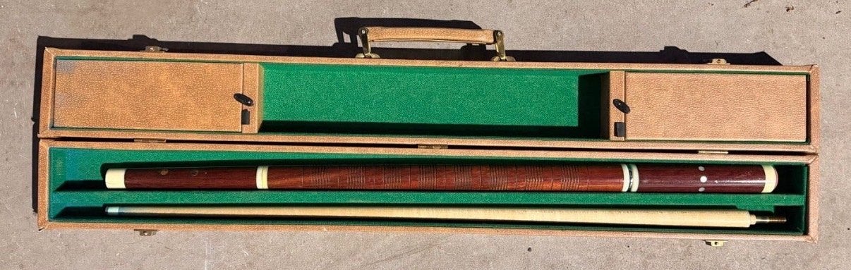 Vintage Biljartkeu met Koffer - Goede Staat, Sport en Fitness, Ophalen of Verzenden, Gebruikt, Keu of Ballen