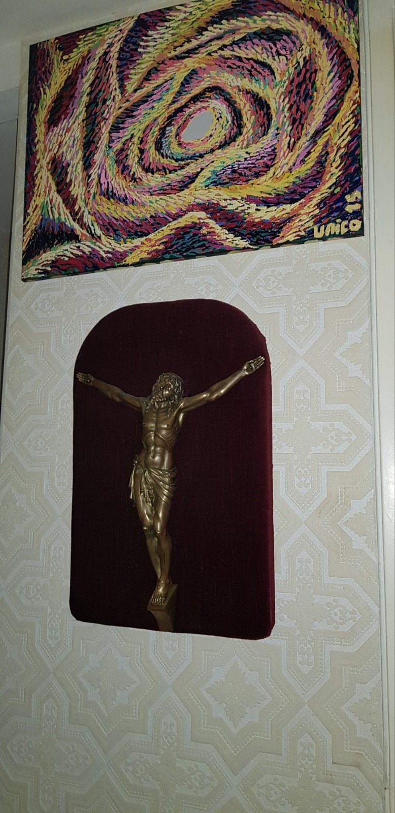 Jezus aan het kruis Geheel brons 900 eur >80 jr oud, Ophalen, Beeld(je)