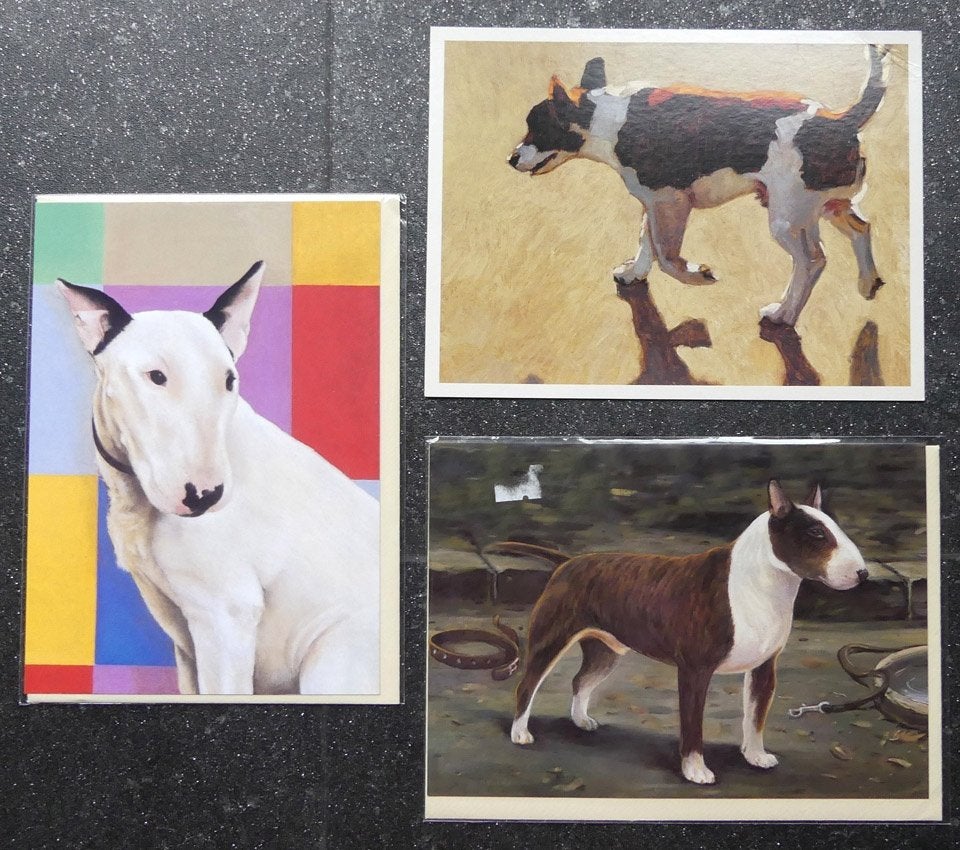 English Bull Terrier ansichtkaarten Bullterriër portret, Ophalen of Verzenden, 1980 tot heden, Ongelopen, Hond of Kat