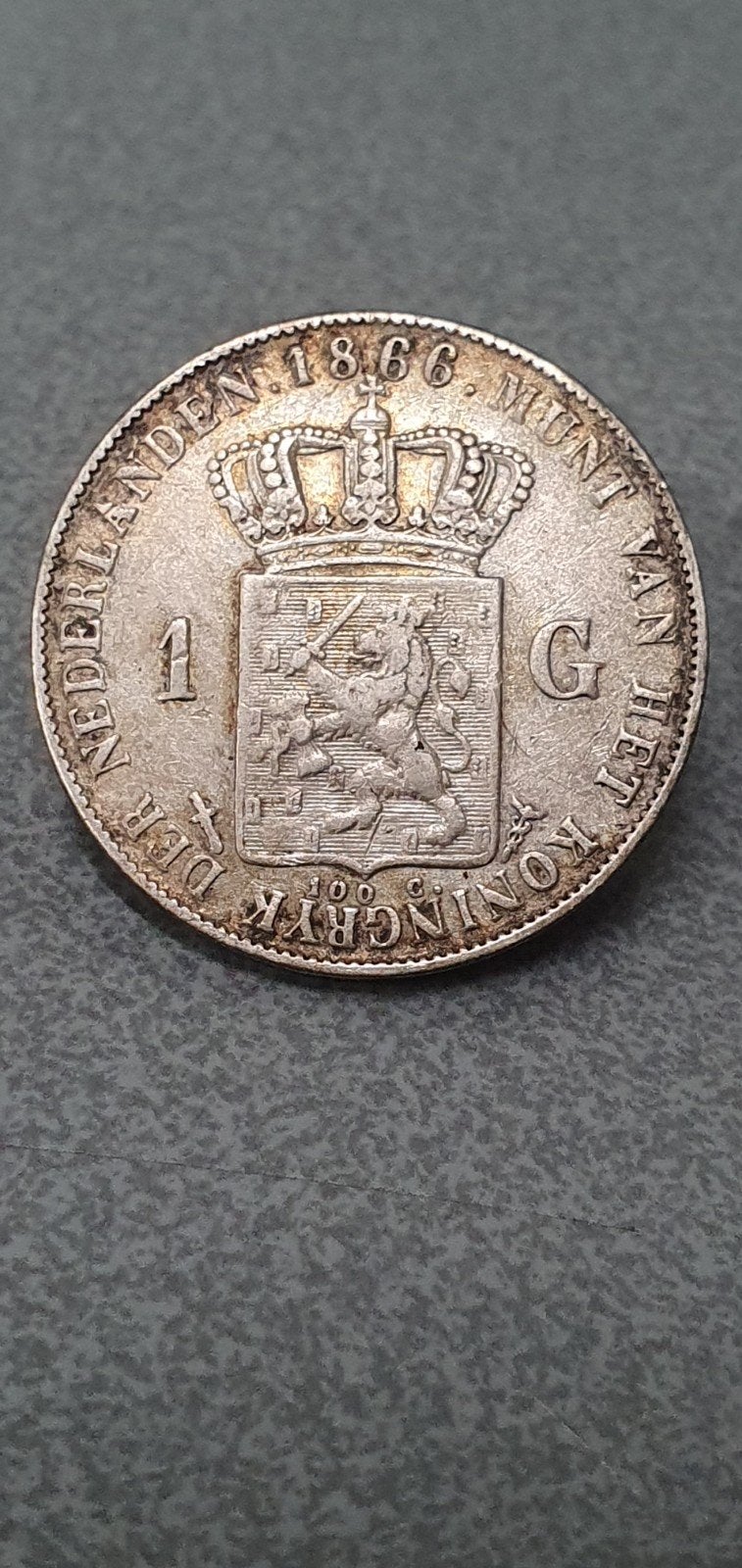 Zilveren 1 Gulden munt Koning Willem III 1866, 1 gulden, Koning Willem III, Zilver, Ophalen of Verzenden