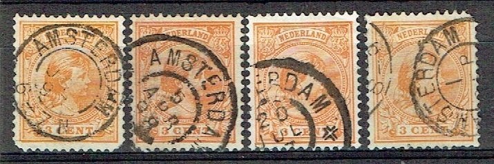 Nederland 1891 nr 34 Prinses Wilhelmina AMSTERDAM 4X, Verzenden, Gestempeld, Koningshuis