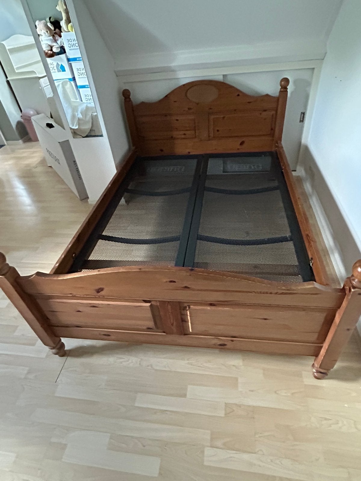 Tweepersoonsbed 140x200 met auping spiralen, Huis en Inrichting, Slaapkamer | Bedden, Ophalen, Gebruikt, Bruin, Klassiek
