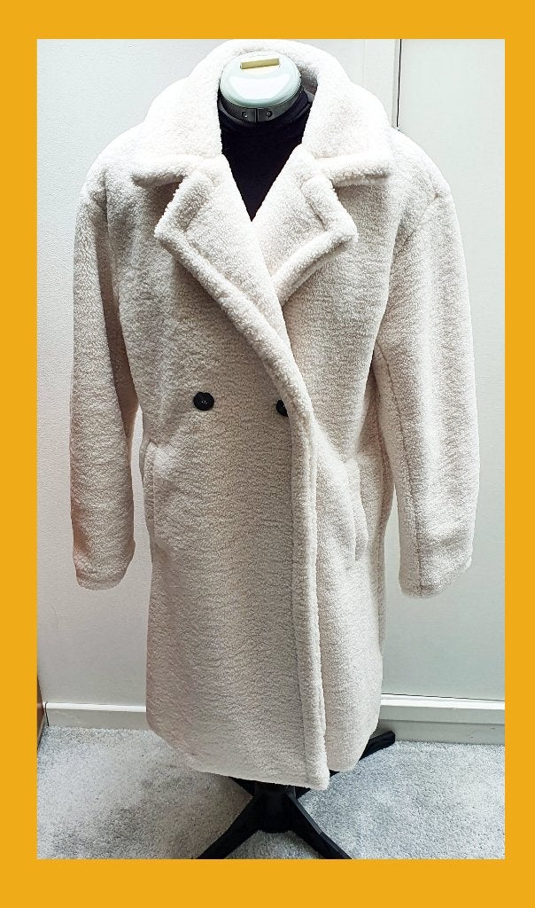 Dikke imitatiebontjas - k.Zell Paris (maat M), Kleding | Dames, Jassen | Winter, Maat 38/40 (M), Wit, Ophalen of Verzenden, Zo goed als nieuw