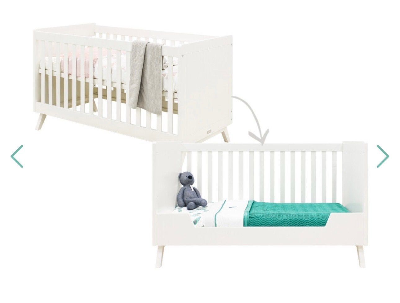 Bopita Anne Bedbank/Meegroeibed 70x140 cm, Huis en Inrichting, Slaapkamer | Bedden, Ophalen, Wit, Overige maten, Hout