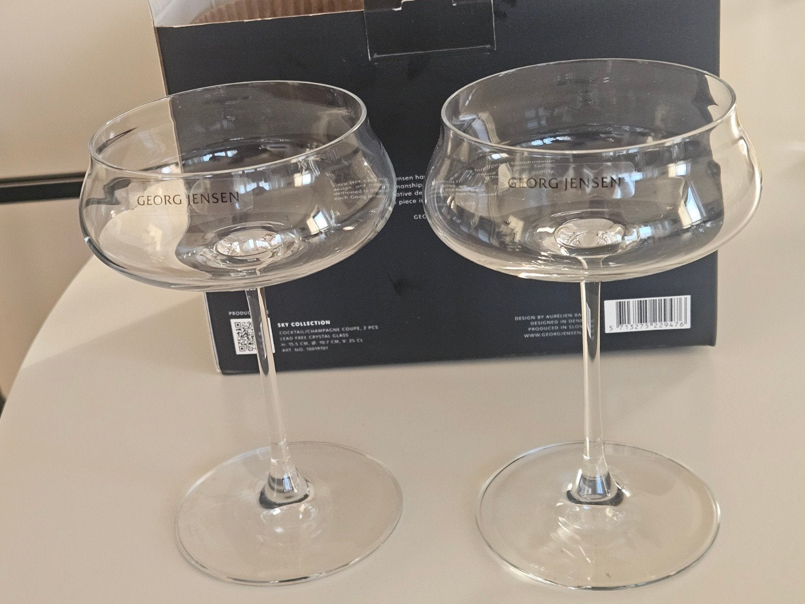 Georg Jensen Sky Collection Cocktail/Champ Coupes (2 stuk, Glas of Glazen, Overige merken, Nieuw, Ophalen of Verzenden